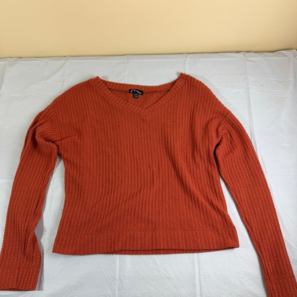 Art Class Women's V-Neck Sweater in Rust